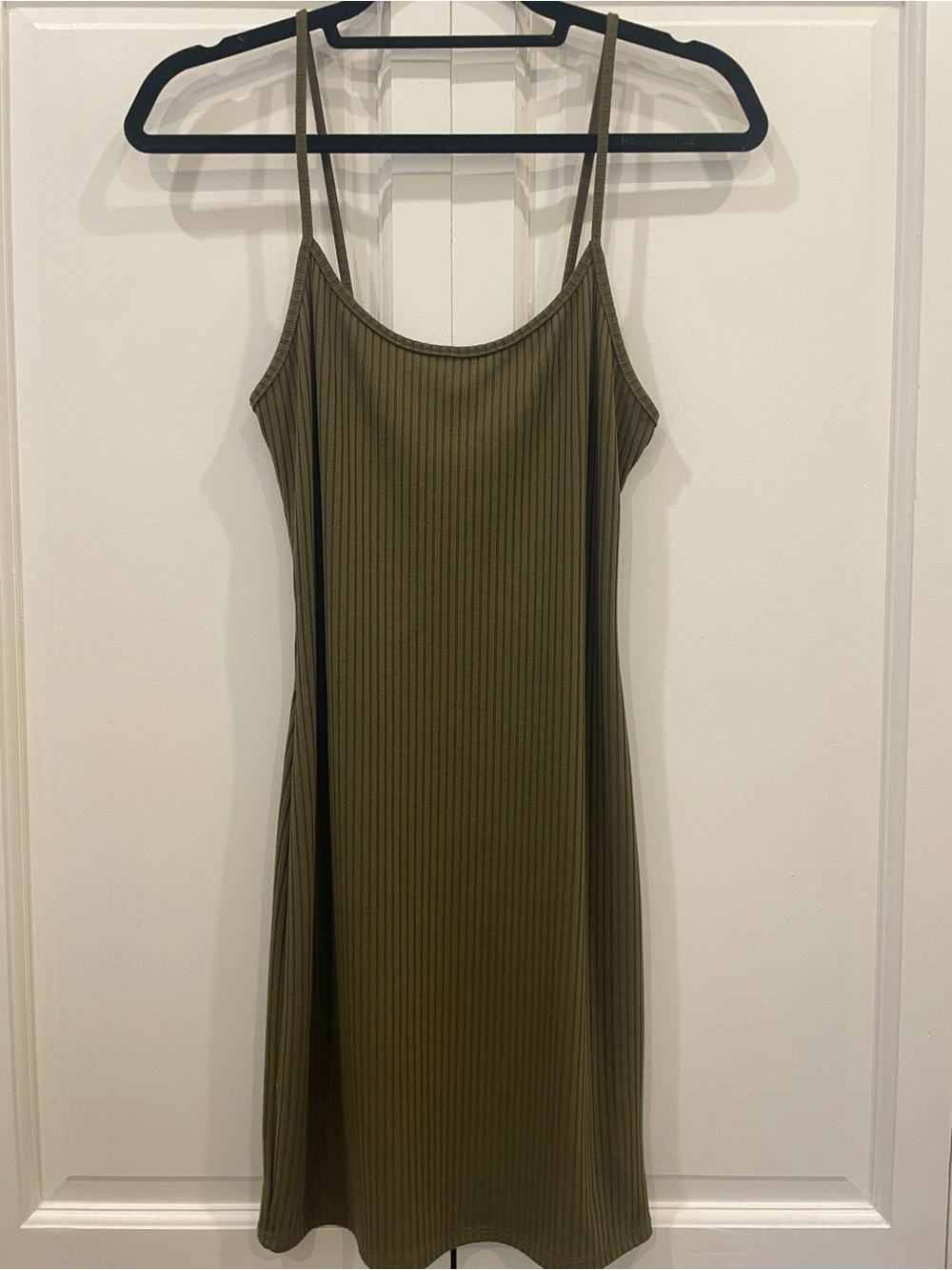 Urban Outfitters Olive Ribbed Midi Slip Dress
